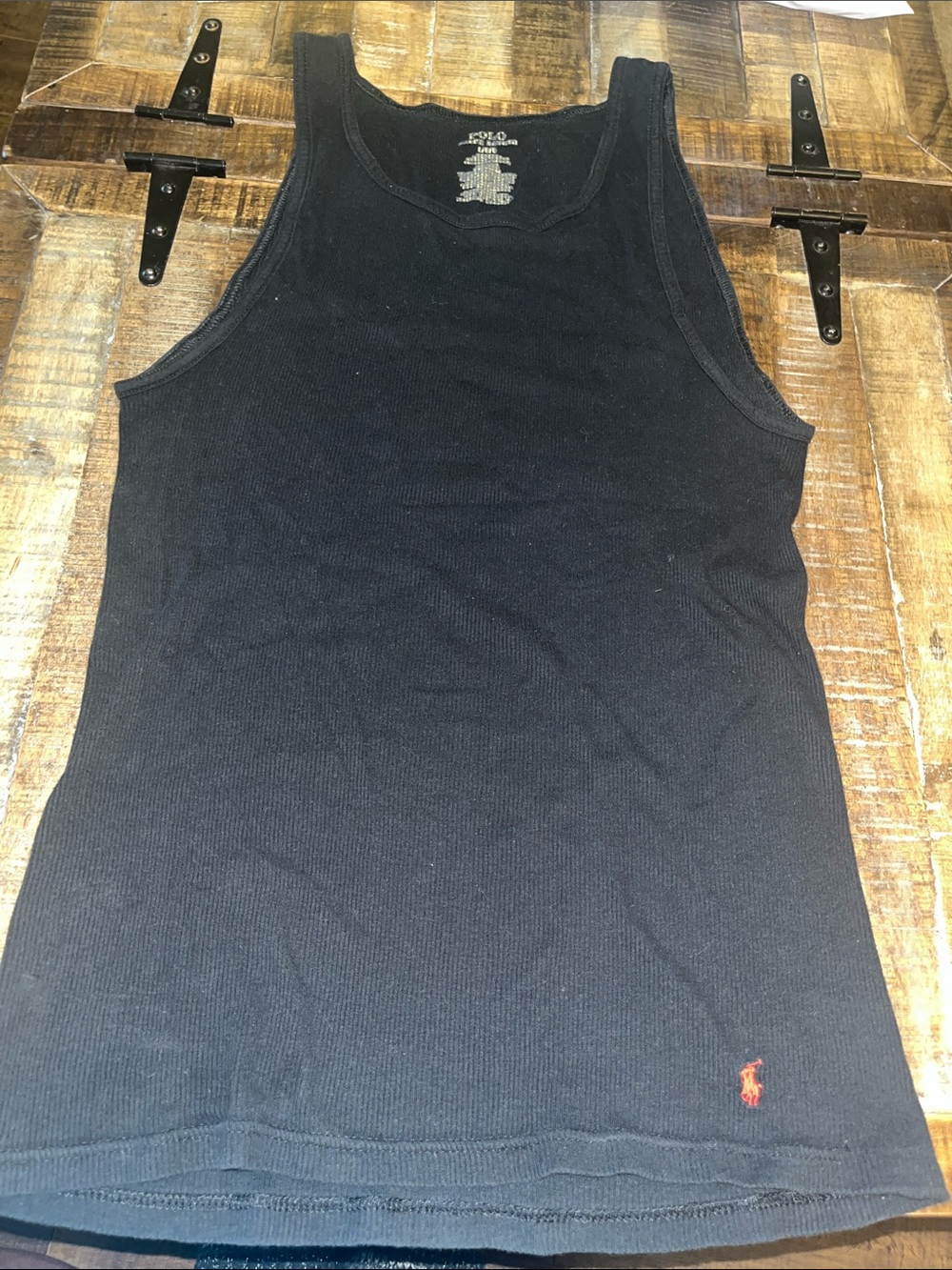 Polo by Ralph Lauren Black Ribbed Tank with Red Pony Logo